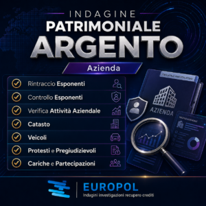 Indagine Patrimoniale Azienda Argento per rischio credito Europol Investigazioni